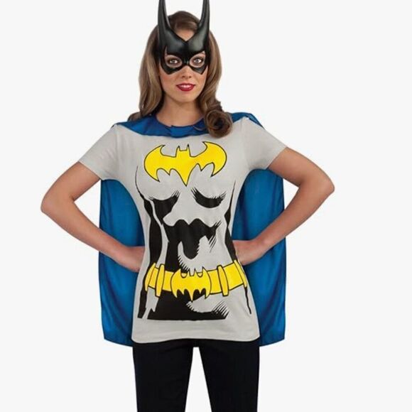 DC Comics Batgirl T-shirt with mask and detachable cape size medium NWT - Picture 1 of 16